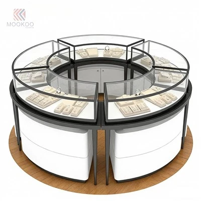 Горячая продажа угловой витрины для ювелирных изделий Ujoy Dispaly